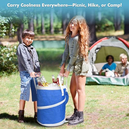 Tirrinia Large Pop-Up Golf Cooler Bag- Insulated Collapsible Cooler with Flat Drink Table for Golf Cart, Lightweight and Portable Ice Beach Cooler for Travel, Fishing, Picnics, Hiking, Camping