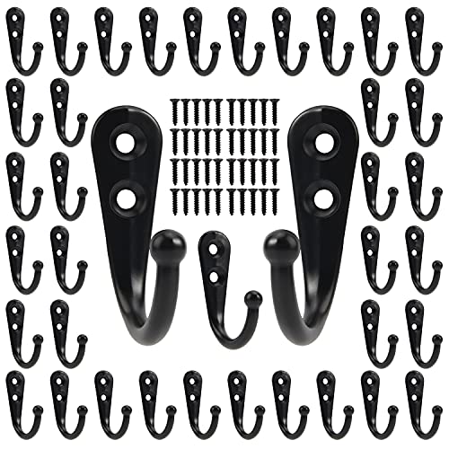 POZEAN Wall Hooks for Hanging, 40 Pack Black Small Coat Hooks with 80 Screws, Heavy Duty Single Prong Wall Hooks for Keys, Cups,Towels,Bag and More - color: Black, size: 40PCS