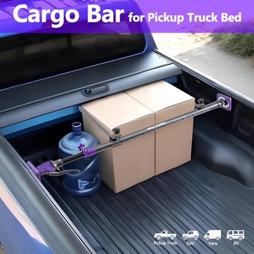 Adjustable Cargo Bar, Truck Bed Divider from 40 to 78.7 in with 200LB Bearing, Cargo Bar for Pickup, Truck Bed Organizer Cargo Bars for SUV, Trailer, Van, Come with 4 Divider, 2 Pack, 1 Cargo Net - size: 40-78.7 inches 2-pack