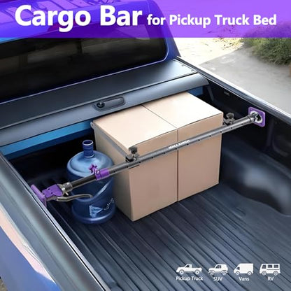 Adjustable Cargo Bar, Truck Bed Divider from 40 to 78.7 in with 200LB Bearing Capacity, Cargo Bar for Pickup, Truck Bed Organizer Cargo Bars for SUV, Trailer, Van, Come with 2 Divider, 1 Cargo Net - size: 40-78.7 inches 2pack