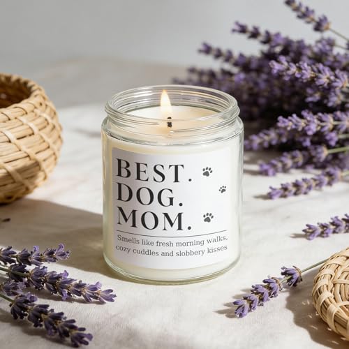 Dog Mom Gifts for Women, Unique Dog Mom Lovers Gift for Her Girlfriend Sister Bestie Wife, Funny Mothers Day Present Ideas - Lavender Scented Candle - style: Dog-Mom