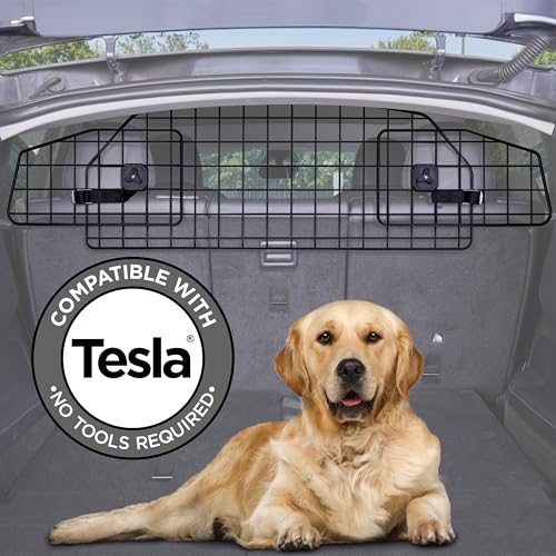 Pawple Dog Car Barrier Compatible with Tesla® Model Y® Adjustable Large Pet Divider, Heavy-Duty Wire Mesh Fence, Universal Fit
