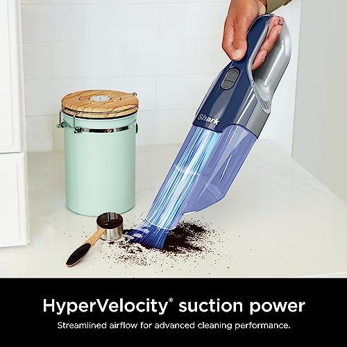 Shark Cyclone PET Handheld Vacuum | HyperVelocity Suction | Powerful Pet Hair, Home & Car Cleaning | USB Rechargable| Lightweight | Crevice Tool & Multi Surface Pet Tool | Navy Blue/Grey | CH701 - style: Cyclone w/ 2 attachments