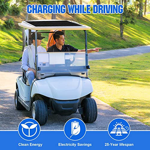 ECO-WORTHY 130W Flexible Solar Panel Kit for Golf Cart,520wh/day Generation, Charge While Driving, Extend Battery Life,Go Further：1pc 130W Solar Panel+48V/60V/72V MPPT Boost Charge Controller - size: 130W Golf Cart Solar Kit