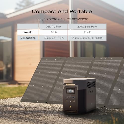 EF ECOFLOW Solar Generator DELTA 2 Max 2048Wh with 2x220W Solar Panel, LFP Battery Portable Power Station, Up to 3400W AC Output, AC + Solar Fast Dual Charging Full Charge in 1 Hr For Camping RV - style: DELTA 2 Max+2*220W Solar Panel