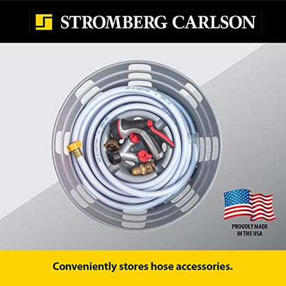 Stromberg Carlson HC-75 RV Hose and Cord Caddy for Campers and Trailers, Compact Organizer for Power Cables and Water Hoses, Durable Outdoor Storage Solution Holds 75' Fresh Water Hose, 17"x6.5", Gray