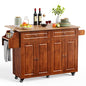 Qsun Kitchen Island with Drop Leaf and Storage, on Wheels Two Drawers, Large Storage Cabinet, Towel Rack Spice Cart Brown - color: Brown