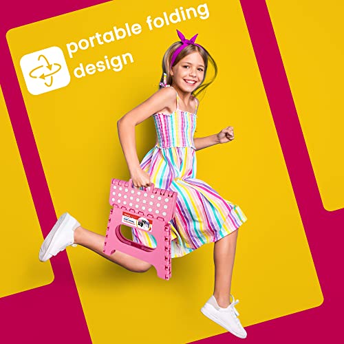 ACSTEP Folding Step Stool for Adults-11 Height Lightweight Plastic Stepping Stool. Foldable Step Stool Hold up to 300lbs Non Slip Collapsible Stool Pink - color: Pink, size: 11 Inch( Pack of 1)