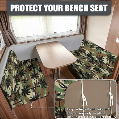 SEANATIVE RV Dinette Cushion Covers Couch Cushion Slipcovers Camo Coconut Tree Camper Cushions Cover Replacement Sofa Slipover for Travel Trailer Couch Backrest Cover & Bench Cover - color: Camo Coconut Tree