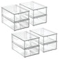 mDesign Plastic Stackable Bathroom Storage Organizer Bin with Pull Out Drawer for Cabinet, Vanity, Shelf, Cupboard, Cabinet, or Closet Organization - Lumiere Collection - 8 Pack - (Clear, 8 x 12 x 4) - size: 8 x 12 x 4 (Pack of 8)