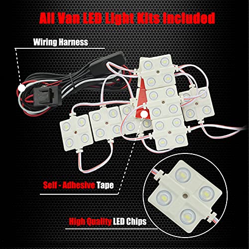 Ampper 12V 40 LEDs Interior Van Light Kits, LED Ceiling Lights with Simplified Harness Switch Fuse for Van RV Boats Caravans Trailers and More (10 Modules, White) - size: 40 LEDs