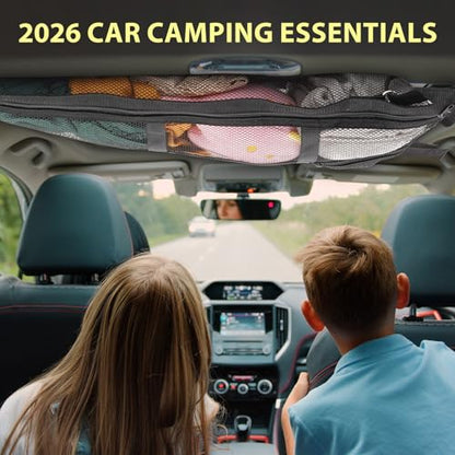 3 Handle Car Ceiling Cargo Net for SUV Roof Storage | Large 35.4" x 23.6" Perfect for road trips, camping, family travel and car organization,No tools required - size: 35.4"x23.6"