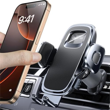 MRGLAS 2026 Upgraded Phone Holders for Your Car with New Metal Hook Clip, Handy Air Vent Cell Phone Car Mount [One Hand Operation], Universal Automobile Cradle for iPhone Android and All Smartphones - color: Black Grey