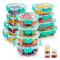 34pcs Glass Food Storage Containers with Lids Set, Airtight Glass Meal Prep Containers (17 Containers & 17 Lids), Leak Proof Lunch Container BPA-Free, Microwave, Oven, Freezer, Dishwasher Safe-Green - color: Green