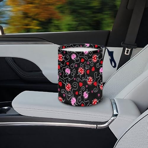 Renewold Car Trash Can Ladybug Print Car Trash Bag Hanging with Adjustable Straps Foldable and Portable Garbage Bin Bedroom Camping Picnic Hiking Beach Storage Orgainzer Desktop Bag Waterproof - color: Ladybug