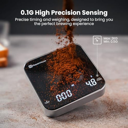 Maestri House S2 Espresso Coffee Scale with Timer, 0.1g Precision 2kg Rechargeable Shot Scale, Barista Kit Version with 100g Calibration Weight & Carrying Case, for Espresso Brewing - color: Gift Box-BS