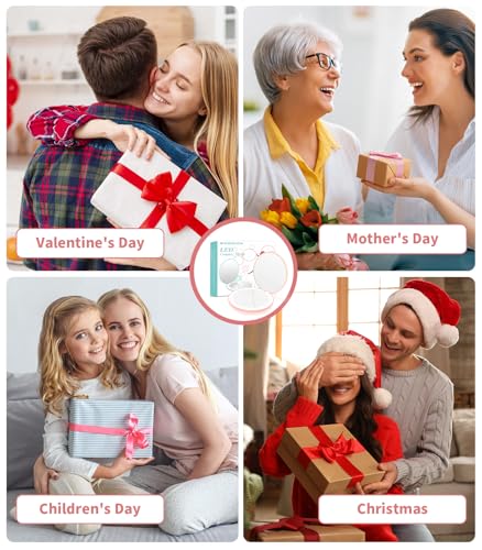 Wobsion Compact Travel Mirror - 1x/10x Magnification, Handheld 2-Sided, Perfect for Purses & Handbags - color: 3.5inch Battery Pink