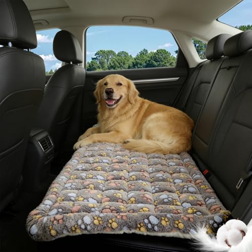 Thickened Dog Bed for Car Back Seat, Upgraded Bottom Non-Slip, Fits Hard Bottom car seat Cover for Dogs, Premium Mixed Color, Dog Car Seat Cover - color: Gray-paw
