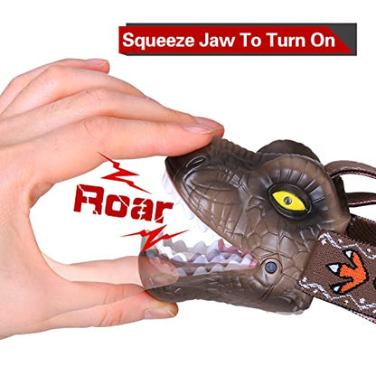 Dinosaur Kids Headlamp, T-Rex Dinosaur Led Headlamp Flashlight, Dinosaur Toy Headlamp Flashlight with 4 Lighting Mode for Boys, Girls’ Camping, Hiking, Reading and Party (Brown) - color: Brown