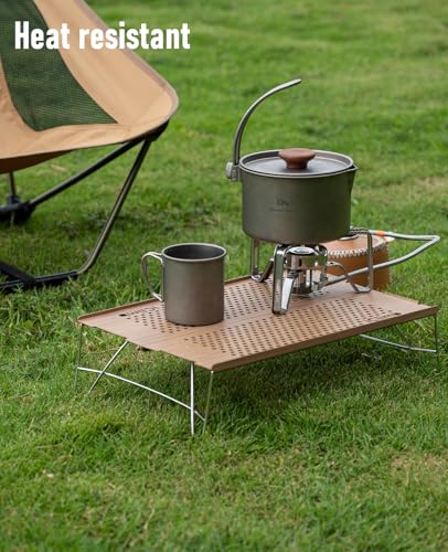 iClimb Mini Solo Folding Table Ultralight Compact for Backpacking Camping Hiking Beach Picnic (Nature - S) - color: Nature, size: Small