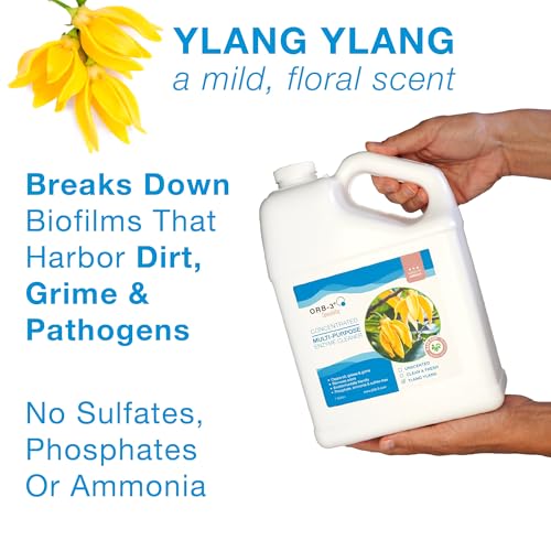 Orb-3 Multi-Purpose Enzyme Cleaner Concentrate, Ylang Ylang Scent, 1-Gallon Jug - Powerful Eco-Friendly Formula for Home, Commercial, and Industrial Use