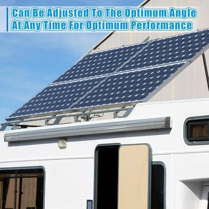 2 Set Adjustable Solar Panel Tilt Mount Bracket Aluminum Alloy Solar Panel Mounting Support up to 50 70 100 150 200 300 400 Watt Solar Panel for Flat Surface Roof RV Boat Off-Grid (Mount Only) Silver - color: SILVER-2SET