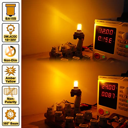 12 Volt 1156 BA15S Amber Yellow 1003 1141 7506 LED Bulbs, DC Bayonet Single Contact Base,AC10-24V DC10-30 volt LED Replacement for Car Truck Motorcycle RV Blinker Turn Signal Lights,Amber Yellow,4Pack - color: 1156 Amber