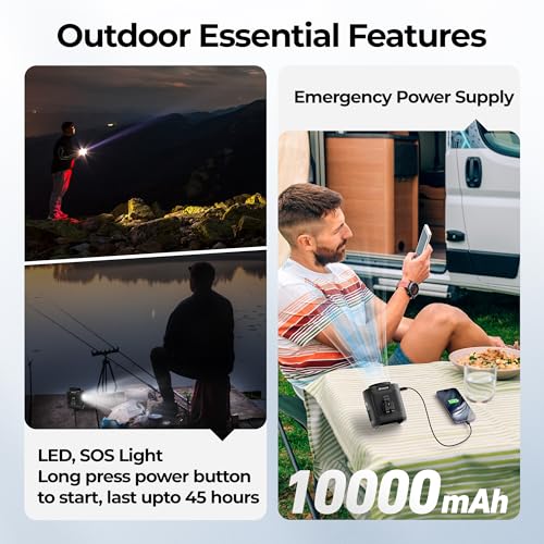AMACOOL Portable Waist Fan Clip On, Gifts for Men Dad Husband, 10000mAh Rechargeable Wearable Shirt Fan, Powerful Belt Fans, Birthday Gifts for Women Jobsite Travel Camping Essentials 2026 - color: Black