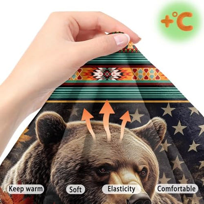 Bear American Flag Maple Leaf Pattern 2 Pieces RV Dinette Cushion Covers,Washable Camper Cushion Slipcovers Flannel Sofa Cushions Slipcovers for Travel Trailer Couch for Dogs and Kids - color: Bear American Flag Maple Leaf