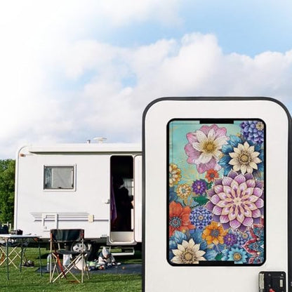 Boho Camper Blackout Shade Mandala Flower RV Window Shade Cover 25 X 16 Rectangular Foldable Travel Trailer Door Window Shade RV Accessories - color: Boho Mandala Flower