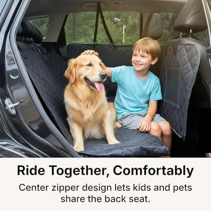 Dog Car Seat Cover for Back Seat with Door Protection, Waterproof Dog Seat Hammock, Soft-Padded Pet Car Seat Cover for SUVs & Sedans (Black) - style: Soft-Padded