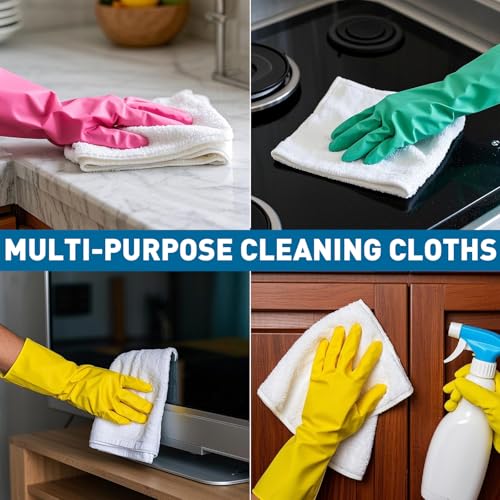 TEAWOO White Microfiber Towels- 15 Pack, Microfiber Cleaning Cloths Bulk, Microfiber Towels for Cars, Cleaning Rags (12x12 inches) - color: White