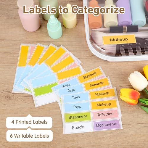 3 Pack Extra Large Clear Hard Shell Zipper Case with Labels, Travel Toiletry Pouch Makeup Organizer, Clear Diaper Bag, Hard Plastic Storage Bins for Board Game Toy Puzzle Stationery, White - color: White