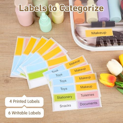 3 Pack Extra Large Clear Hard Shell Zipper Case with Labels, Travel Toiletry Pouch Makeup Organizer, Clear Diaper Bag, Hard Plastic Storage Bins for Board Game Toy Puzzle Stationery, White - color: White