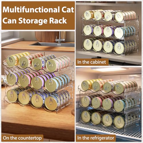 Flenpptly Cat Food Can Organizer, 2-Tier Cat Food Organizer, Transparent Can Organizer for Pantry, Canned Food Organizer Holds 40 (3oz) Cans, Pantry Can Organizer (2-Tier 4-Can) - size: 2-Tier 4-Can