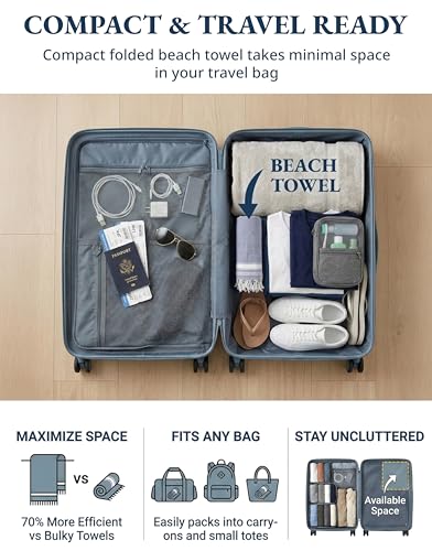 LANE LINEN Beach Towel 2 Pack - Beach Towels Oversized, Pre-Washed Large Beach Towels, Sandless Beach Towel, Quick Dry Travel Towel, Large Pool Towels, 39"x71" - Navy Blazer - color: 32: Navy Blazer, size: Pack of 2