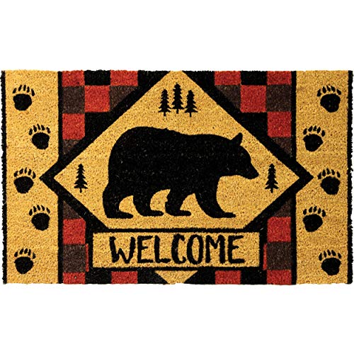 Rivers Edge Products 30" x 18" Coir Door Mat - Fade-Resistant Welcome Mat with Non-Slip Backing - Decorative Indoor Outdoor Rug for Home, Front Porch, Entryway, Patio, Cabin - - color: Welcome Bear