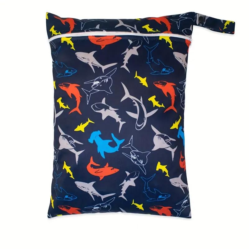 1 Pack Waterproof Wet Dry Bag with Zippered Pockets, Reusable Wet Bag for Swimsuits or Clothes, 14.17x10.24inch - Dark Blue