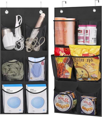 KIMBORA 2 Packs Narrow Over the Door/Wall Shoe Organizer, Small Hanging Shoe Rack for Closet with Clear Mesh Pocket for Bathroom, RV, Pantry, Camping (Black) - color: Black