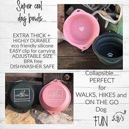 Lucky Love Dog, Collapsible Dog Bowl Compact Travel Water Dog Dish, Steel - color: Steel