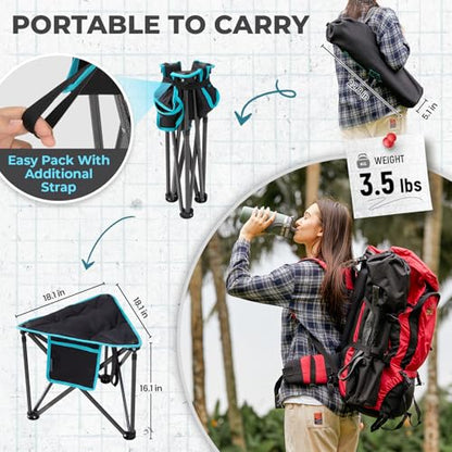 FUNDANGO Folding Tripod Stool, Lightweight Portable Fishing Chair with Thick Padded Seat, 440 Lbs Heavy Duty Outdoor Camping Chairs with Carry Bag for Walking Hunting Hiking Travel - color: Black Tripod-1 Pack