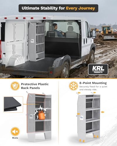 SV-3260 Steel Mid/High Roof Van Shelving Storage System Fits Transit, NV, Promaster and Sprinter, Van Shelving Units, 32''W * 60''H * 13''D
