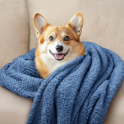 Luciphia 1 Pack 3 Calming Dog Blanket Fluffy Premium Fleece Pet Blankets Soft Sherpa Throw for Dogs Puppy Cat Haze Blue Large (41" x31") - color: Haze Blue, size: Large (Pack of 3)