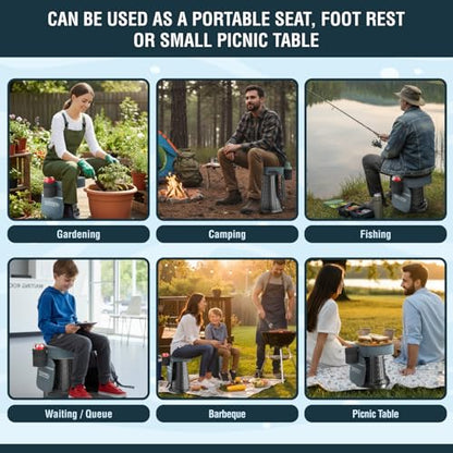 NUMANU 2026 Upgraded XXL Collapsible Stool & 3IN1 Cushioned Carry Bag, 2.6"-19.7" Height Adjustable, Max 1,000lbs Portable Retractable Telescoping Seat, Foldable Camping Stool for Adults (XXL Square) - size: XXL Square (Stool & 3IN1 Carry Bag)
