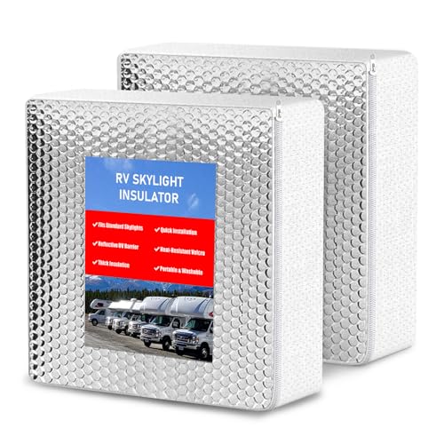 2 Pack RV Skylight Insulator14''x14''x3'', RV Vent Insulator, RV Skylight Cover with Reflective Surface, Waterproof RV Insulation for Inside Camper, RV Skylight Pillow - size: 14in x 14in x 3in 2PCS