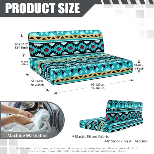 SEANATIVE RV Dinette Cushion Covers Stretch Blue Aztec Printed RV Sofa Seat Slipcovers Replacement Non-Slip Camper Cushion Slipcovers Washable RV Dinette Seat Covers - color: Blue Aztec Print