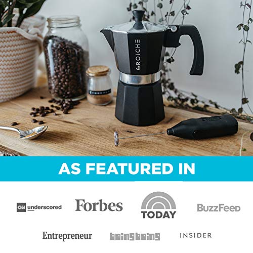 GROSCHE Milano Stovetop Espresso Maker Moka Pot 3 espresso Cup - 5 oz, Black - Cuban Coffee Maker Stove top coffee maker Moka Italian espresso greca coffee maker brewer percolator - color: Black, size: 3 espresso cups