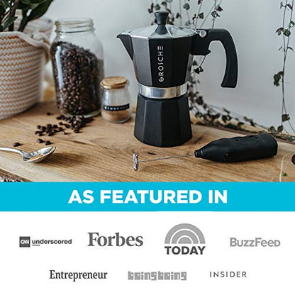 GROSCHE Milano Stovetop Espresso Maker Moka Pot 3 espresso Cup - 5 oz, Black - Cuban Coffee Maker Stove top coffee maker Moka Italian espresso greca coffee maker brewer percolator - color: Black, size: 3 espresso cups