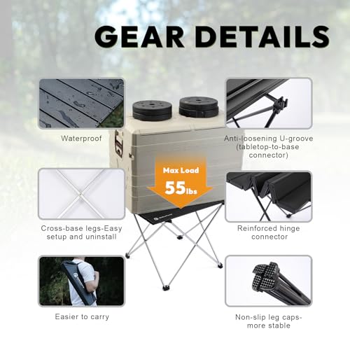 MellowCamp Camping Side Table, Ultralight Aluminum Folding Table, Small Compact Portable Ideal for Beach, Outdoor Cooking, Hiking, Camping, Picnics (Black,Medium) - size: Medium - 22 "x15.9 "x16.1 "