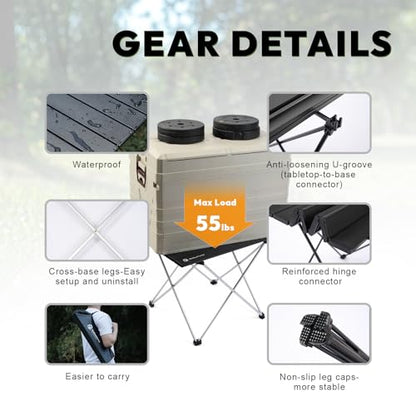 MellowCamp Camping Side Table, Ultralight Aluminum Folding Table, Small Compact Portable Ideal for Beach, Outdoor Cooking, Hiking, Camping, Picnics (Black,Medium) - size: Medium - 22 "x15.9 "x16.1 "
